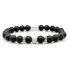 Lava 925 sterling silver bracelet beaded bracelet beads ball black 8 mm 