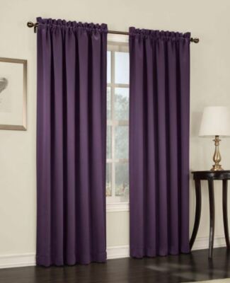 Sun Zero Rod Pocket Room Darkening Curtain Panel in Plum, 54 in. W x 95 in.