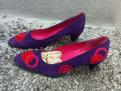 Fendi Women's VTG Suede Circle Pumps sz Purple Red Pink
