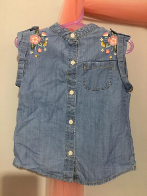 Süßes Mädchen Carters blau Denim Blumen bestickt Sommer Top 3 Jahre  