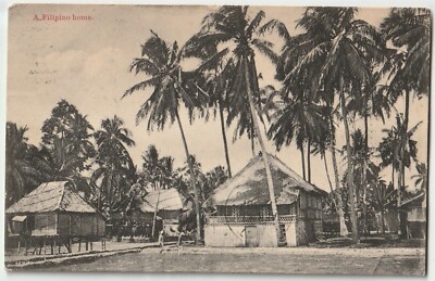 A Filipino Home Postcard - PM 1910 Cavite, P.I. Philippine Islands