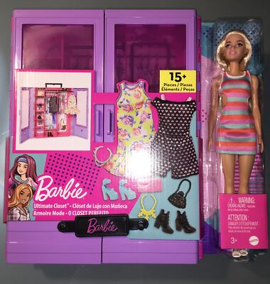 Barbie Fashionista Doll Playset, Ultimate Closet w/3 Outfits
