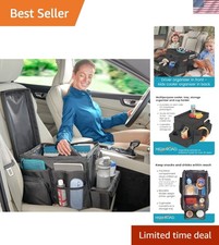 Elegant Black Polyester Car Seat Organizer with Cup Holder Insulated Storage