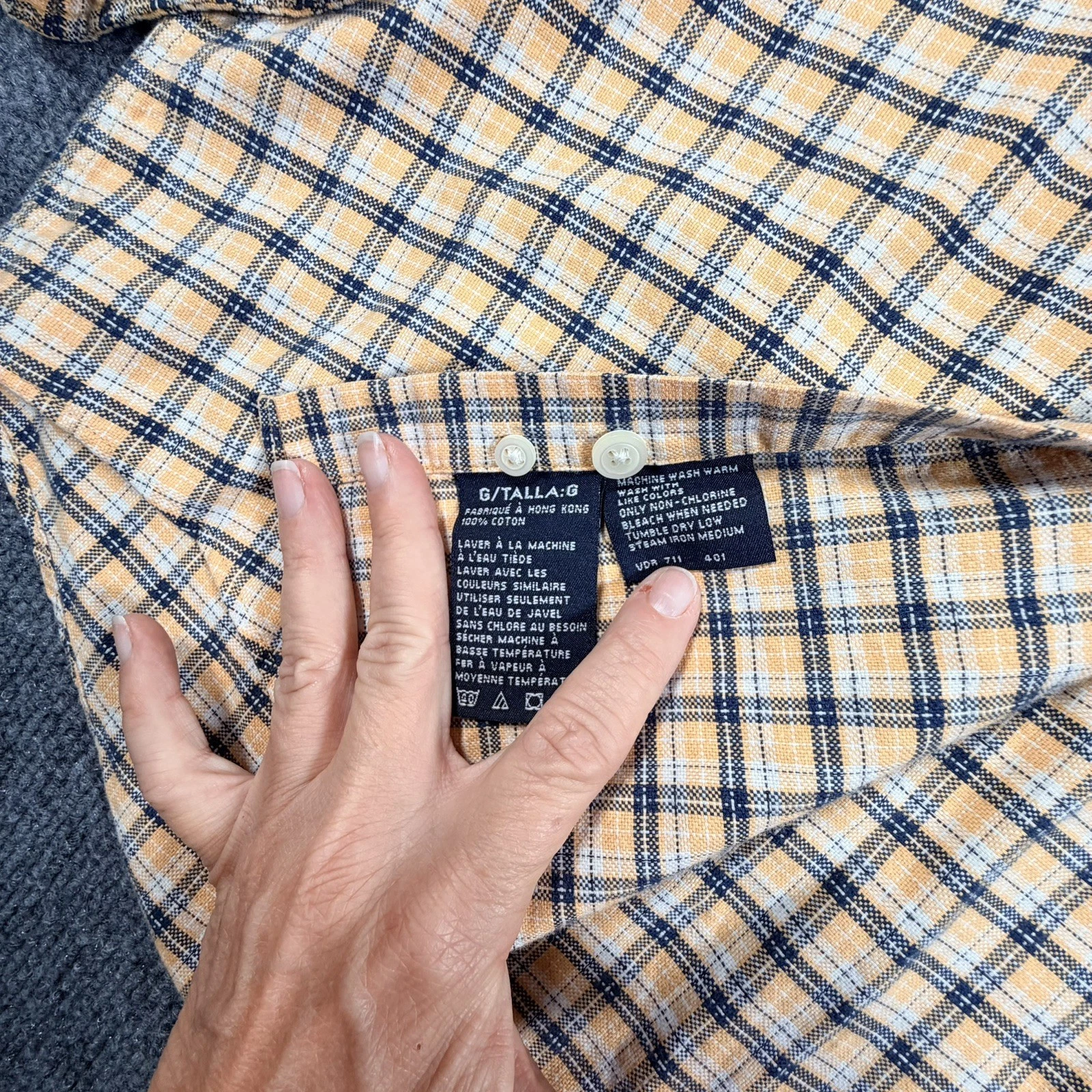 Nautica Men's Large Blue, Maize Plaid Slim Fit Long Sleeve  Button-Up  image 4