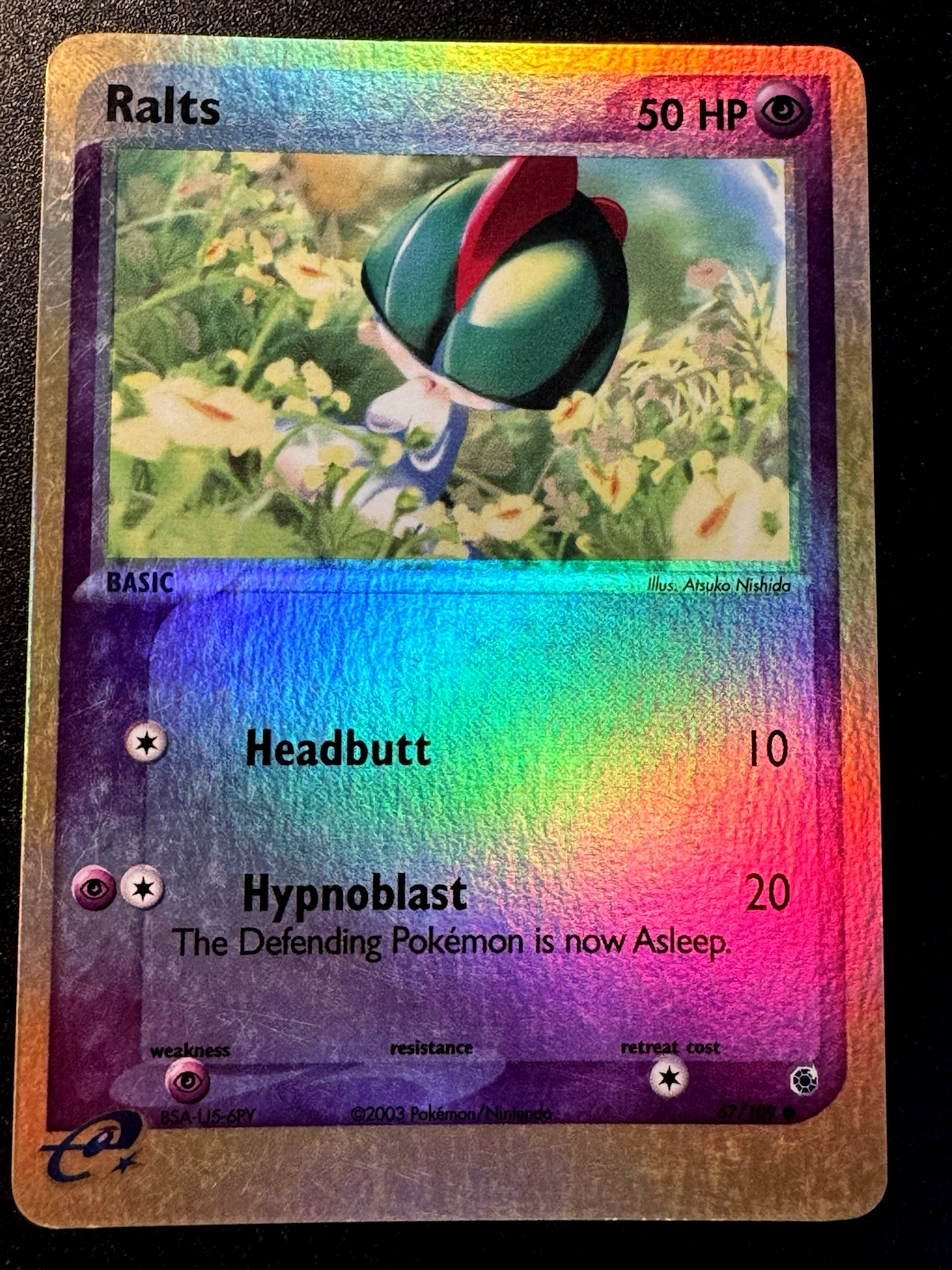 Ralts 67/109 EX Ruby & Sapphire Pokemon Card Reverse Holo Foil Rare Near Mint