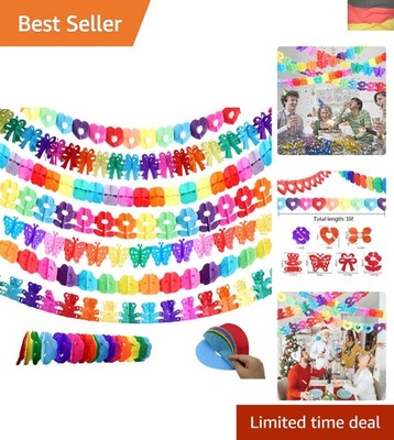 Bunt Girlande Papier Deko 7 Stück Vierblättriges Kleeblatt Girlanden Party De...