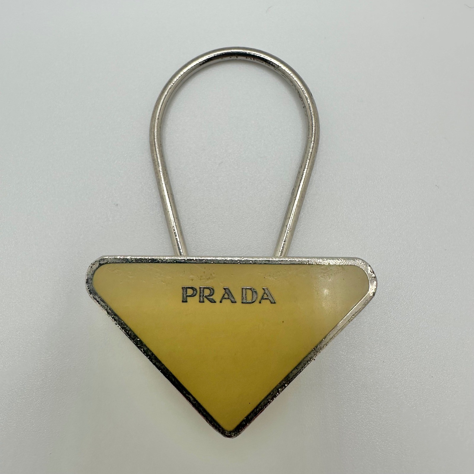 Authentic Prada Triangle Logo Key Ring Keychain Y… - image 1
