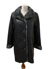 Mantel Damen Jacke Gr. 40 Kunstpelz Animal Print Schwarz Innenfutter abnehmbar