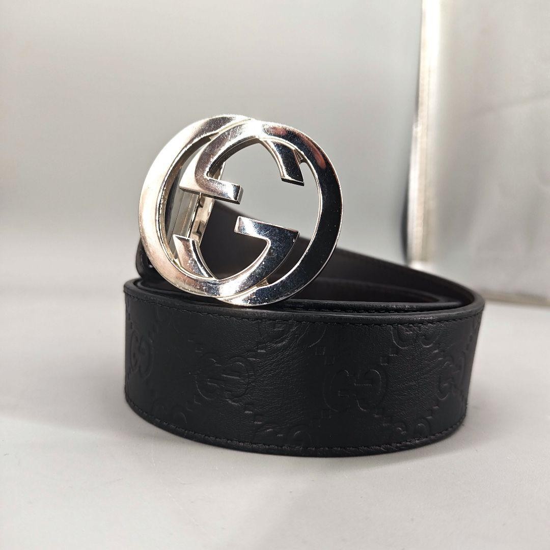 GUCCI Receipt Shima Interlocking Gg Pattern Belt Black  DDU