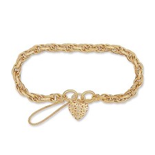 9ct Gold Jewelco London Victorian Heart Prince Of Wales 6mm Bracelet