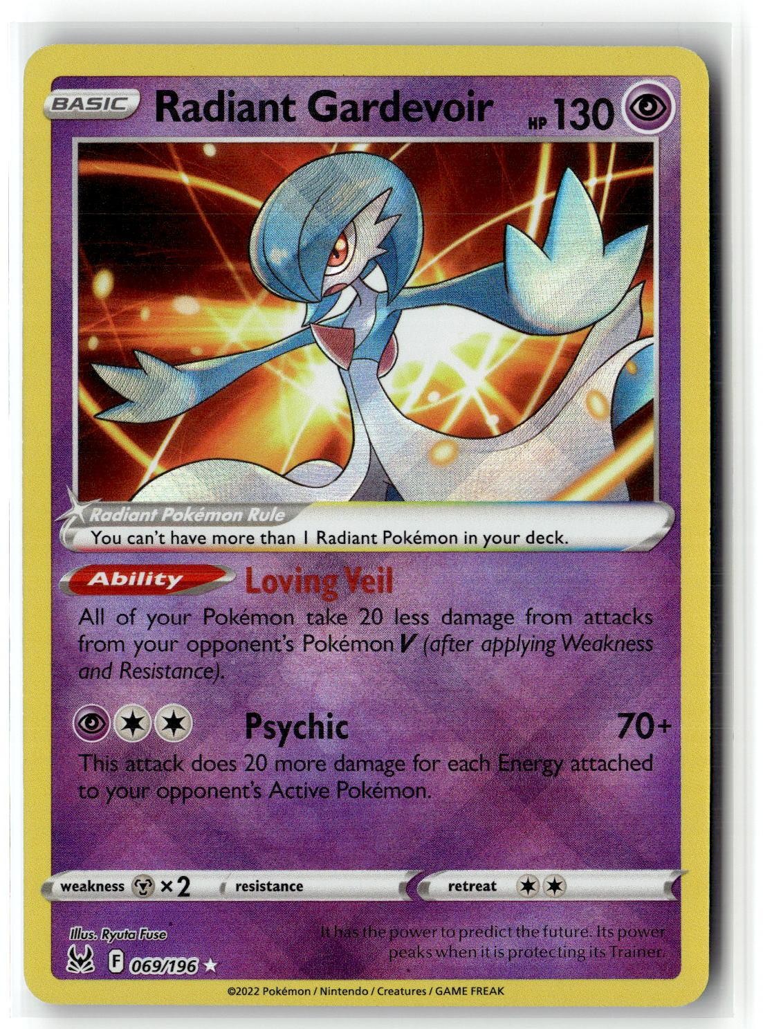 Radiant Gardevoir 069/196 Radiant Rare Lost Origin Pokemon NM b3
