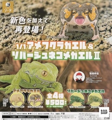 1/1 Afrikanischer Regenfrosch & Katzenaugen Baumfrosch 2 Komplettsatz 4 Gashapon Spielzeug