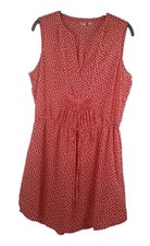 Gap Floral Red Bib Shirtdress Sleeveless Drawstring Waist Lined Pockets Size M