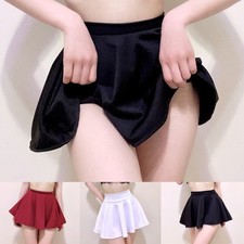 Girl Skater Skirt Pleated Flared A Line Elastic Stretch Waist Short Skirt