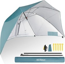 Strandmuschel 2 in 1 Strandschirm 270cm Sonnenschirm Strand Gro&szlig; mit Fenster