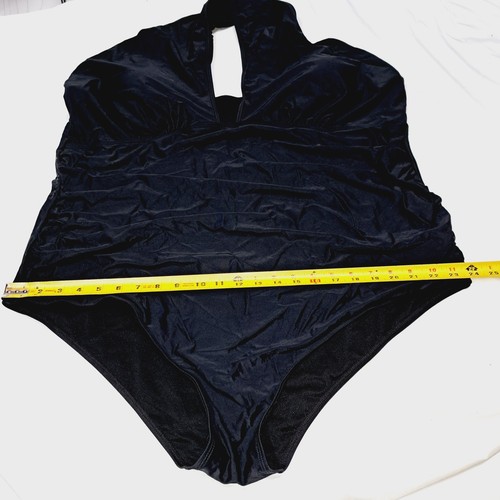 NWT Dacia Women's Black 1 piece Ruched draped high leg swimsuit 28W - Picture 9 of 10