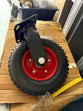 2 boxes 8pc Pneumatic Plate Mount Swivel Caster Wheel, Black Tire, Red Rim
