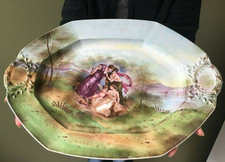 Porcelaine Limoges Jean Pouyat, fin XIX ème RARE  Très Grand plat ornemental 