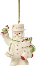 Lenox Ornament, 2025 Snowman with Stocking Christmas Ornament, Made from Porcela