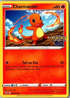 Charmander 008/078 Common Pokemon GO Lightly Played Pokemon Card Starter