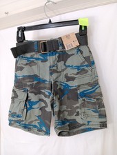Boys Route 66 Cargo Shorts Printed Green Camouflage Belted Various Sizes 6