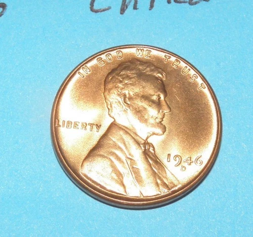 1946 D     LINCOLN WHEAT CENT   CHOICE RED UNCIRCULATED  #4
