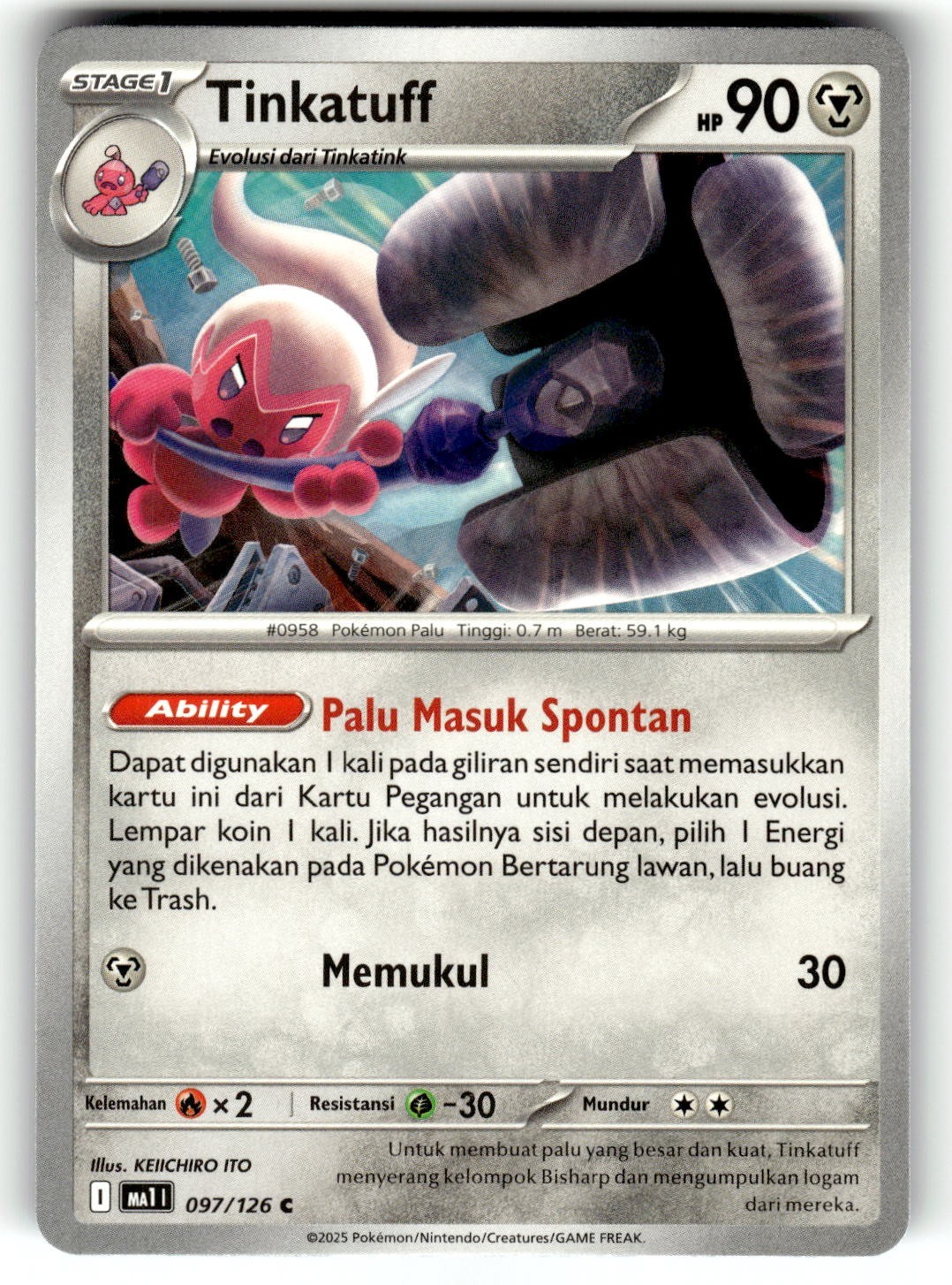 Pokemon Indonesian Mega Evolution Card 097/126 Tinkatuff