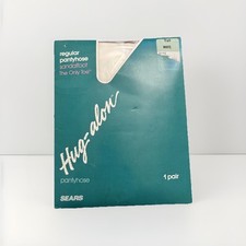 Vintage Retro Sears Hug-alon Regular Pantyhose Tall White Sandalfoot New