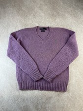 Vintage Polo Ralph Lauren V Neck Knit Jumper Purple Shetland Wool Adult M