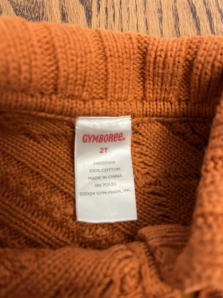 Vintage Gymboree Gymbo Rocky Mountain Orange Knit Cable Sweater Capelet Sz 2T - Image 4 of 4