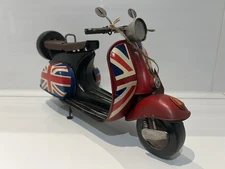 Metal Tin Union Jack Scooter Model British Lambretta Vespa Style Scooter Model