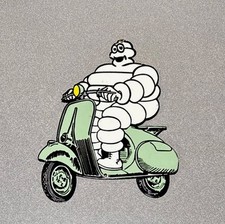 VINTAGE 12” MICHELIN MAN TIRES SCOOTER PORCELAIN SIGN GAS OIL CAR MOTORCYCLE