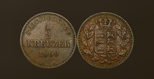 WURTTEMBERG (German State) 1/2 Kreuzer 1869 - Copper - Karl I