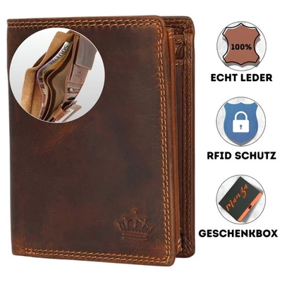 Geldbörse Herren Portemonnaie Echt Leder Börse Geldbeutel RFID Geheimfach MANZA