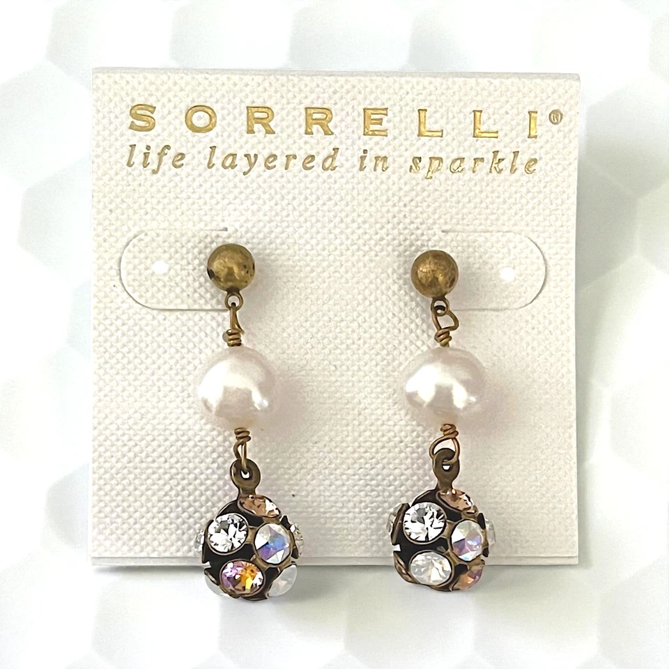 1.3/8 英寸长落基海滩系列珍珠,透明 AB 水晶耳环 Sorrelli 著 — 第 3/4 张图片