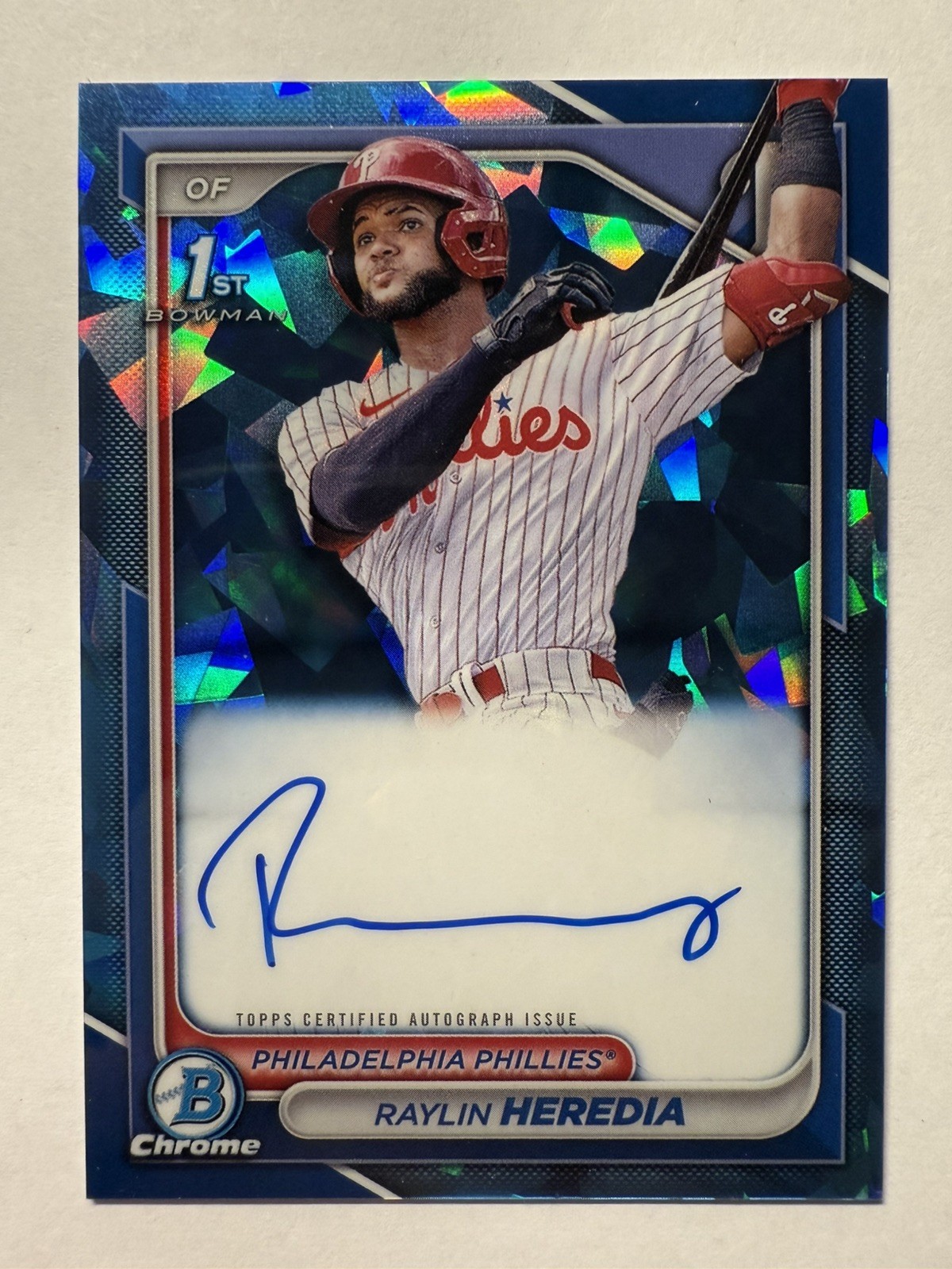 Raylin Heredia 2024 Bowman Sapphire Chrome Auto 1st Prospect Phillies #BSPA-RH