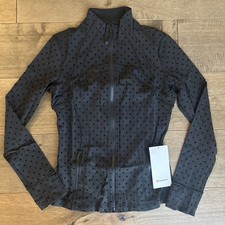 LULULEMON DEFINE JACKET NULU POLKA DOT FLOCKED BLACK Sz 4 NEW SHIPS FAST