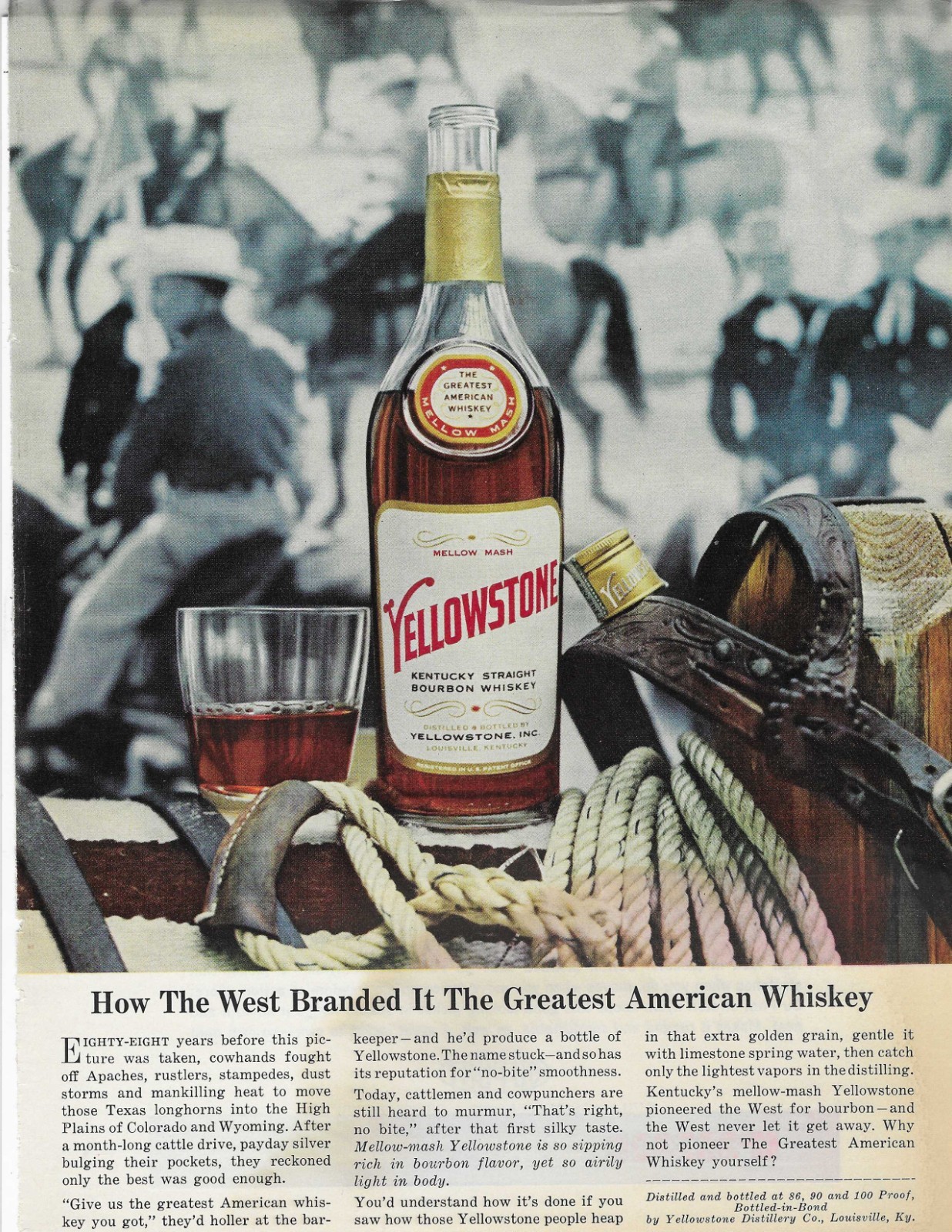 Yellowstone Kentucky Straight Bourbon Whiskey  Original Print Ad