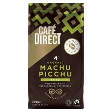 Fairtrade Organic Coffee Beans 200g Cafe Direct Machu Picchu Peru Whole Bean 40.00 per kilo