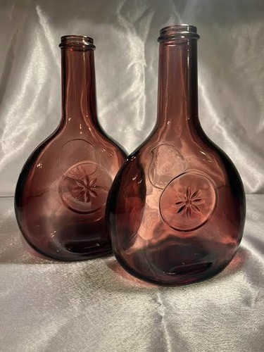 Vintage Glasboro 1850 Wheaton Glass Company Amethst Bottles Two 9"