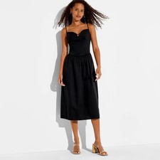 Women's Keyhole Poplin Midi Dress - Wild Fable  Black XS