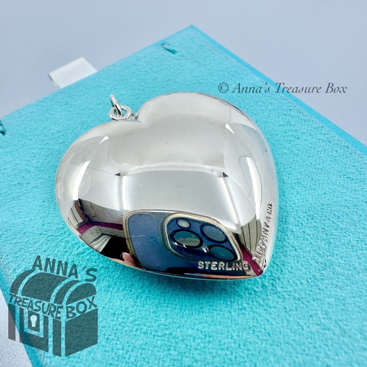 Tiffany & Co. 925 Silver JUMBO Puffed Puff Heart 45mm Charm