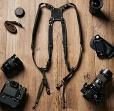 Dual Camera Strap   Leather - DSLR - Sony - Canon - Nikon   New in Box 