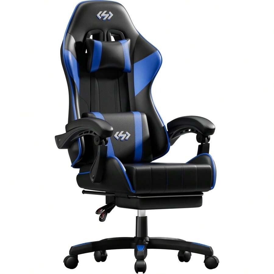 "HLDIRECT Ergonomic Gaming Chair with Footrest, Lumbar Support, 330lb Capacity "