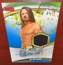 WWE AJ STYLES 2019 Topps WWE Money In The Bank Autograph Relic 08/50 SAR-AJ Auto