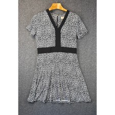 Michael Kors Leopard Print Fit & Flare Dress V-Neck Size M Night Out Cocktails