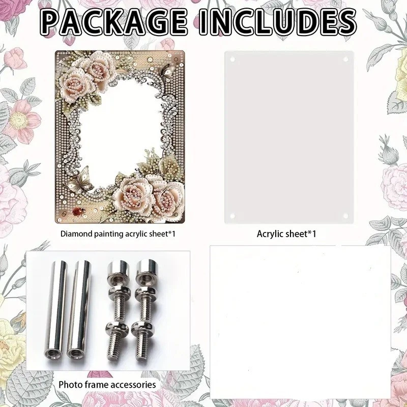 Floral Pink Roses, Butterfly Border Diamond Art Painting Frame COMPLETED, SEALED - Image 4 of 4