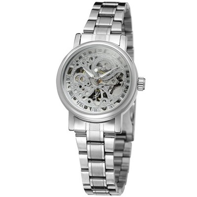 FORSINING Damen Stylische Automatik Selbstaufzug Skelett Analog Edelstahl