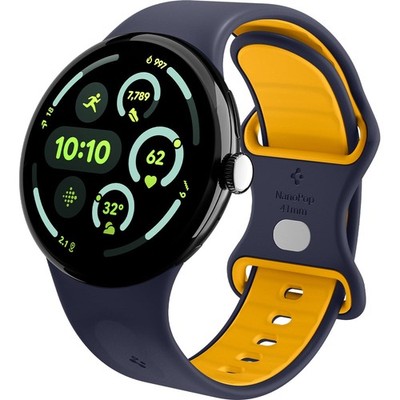 Armband für Pixel Watch 4/3/2/1 (41 mm) Spigen Uhrarmbänd Bänd Dunkelblau-Gelb