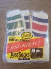 Vtg 1970  s Striped Tube Socks 3Pk Kmart Extra Long Over The Calf USA Men 10-13